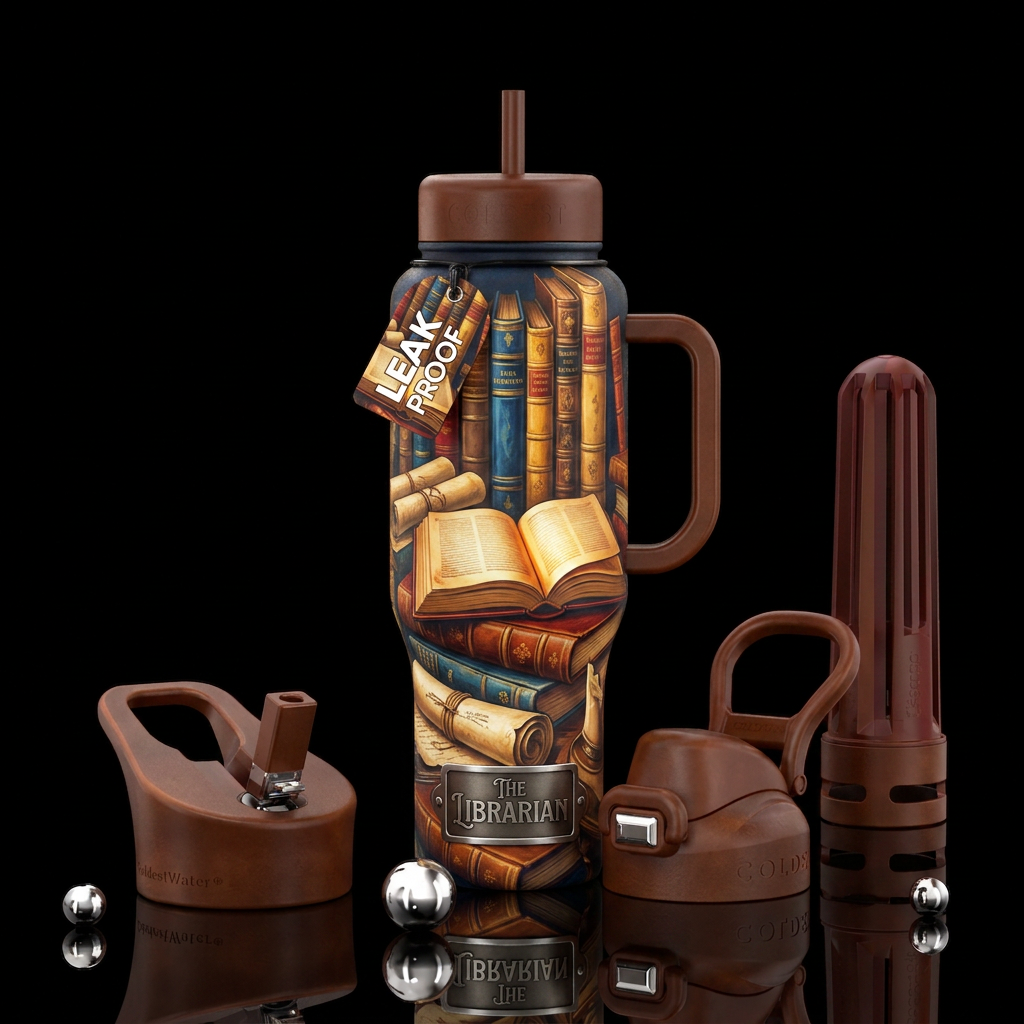 The Librarian water bottle design