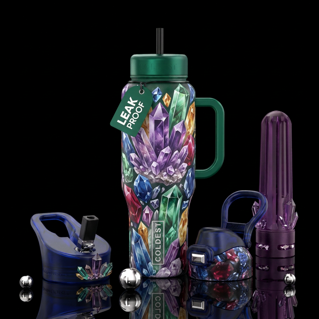 Crystals in resonance water bottle design