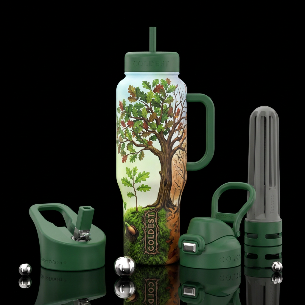 Life cycle of a tree water bottle design