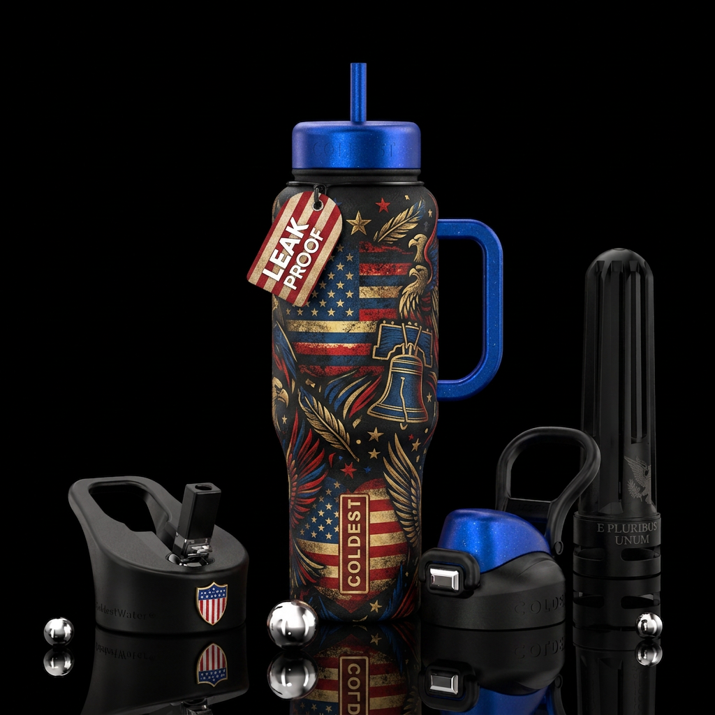 Patriotism of freedom water bottle design
