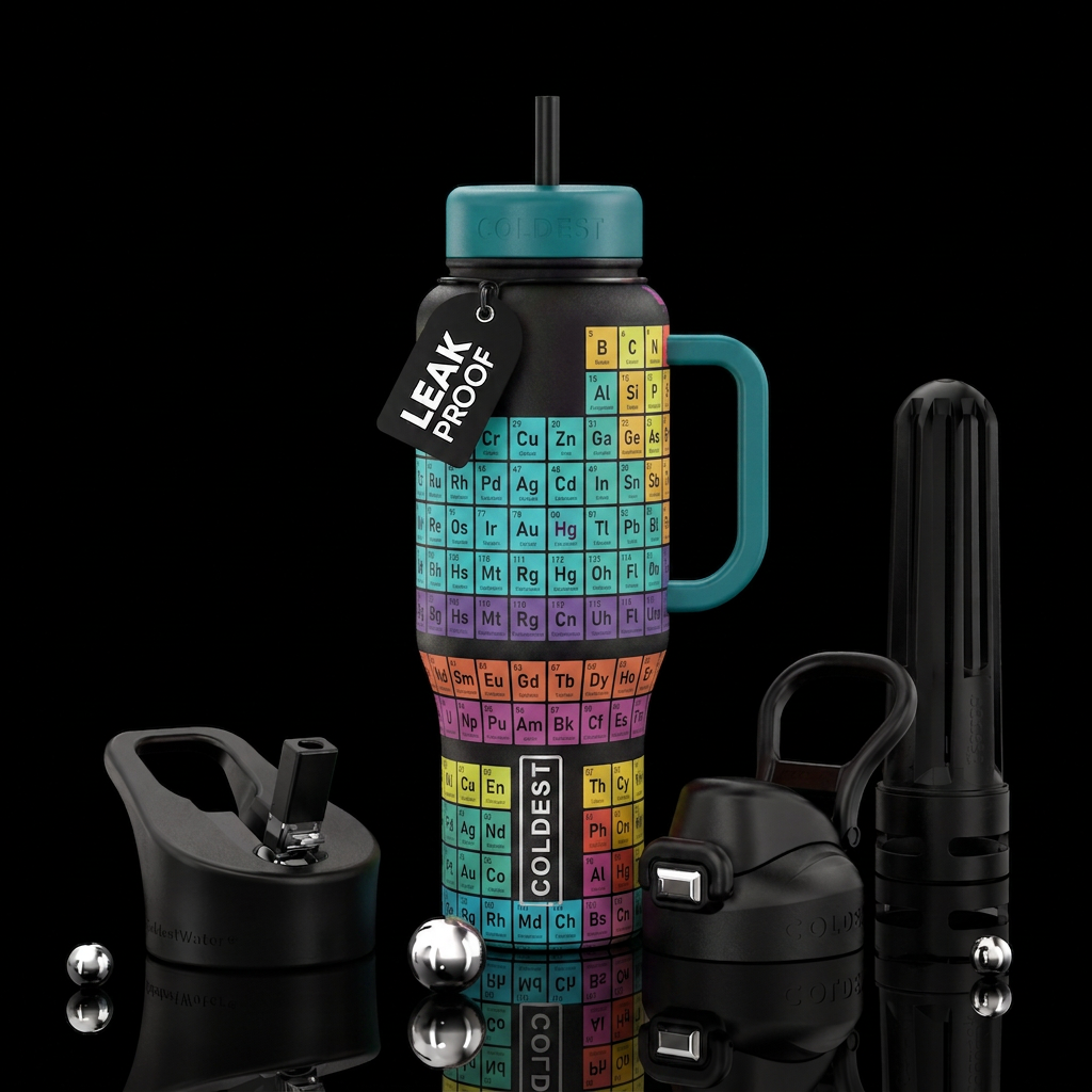 A bottle with all the elements of the periodic tab... water bottle design
