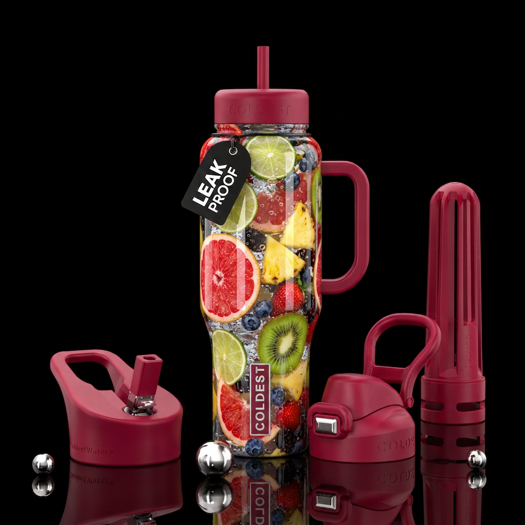 Fruit infused bottle of water water bottle design