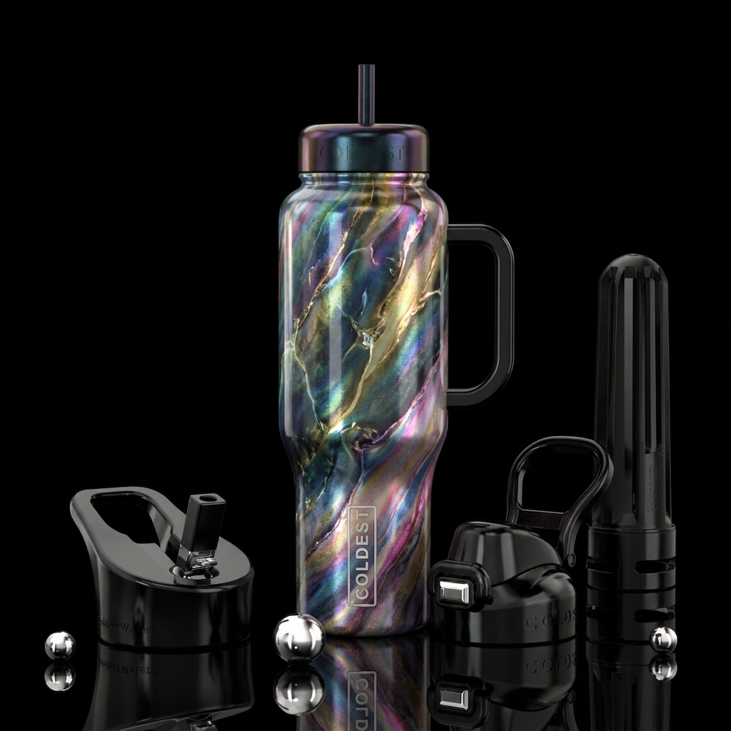 Pearlized marble water bottle design