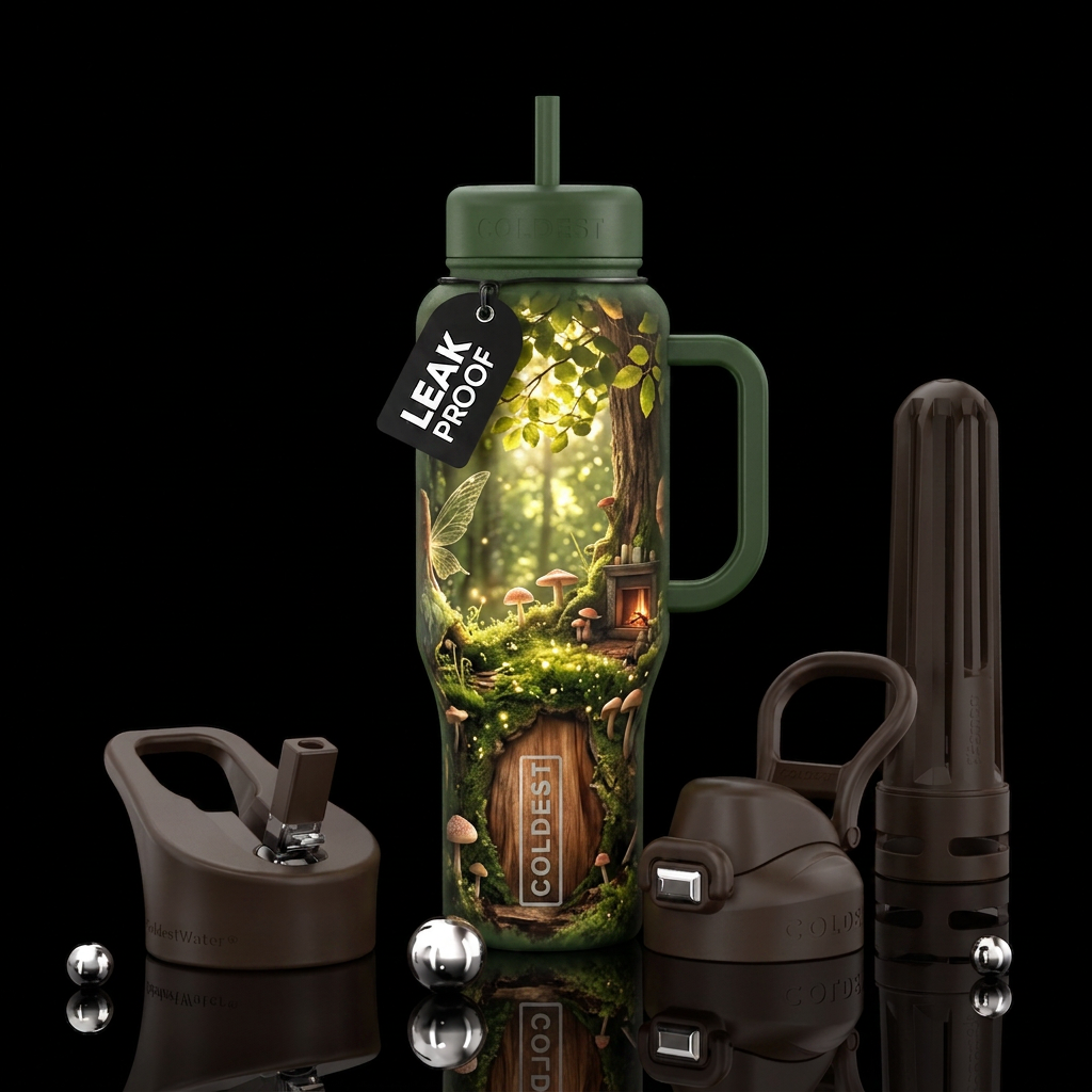 A bottle that allows you to look into a fairy's wo... water bottle design