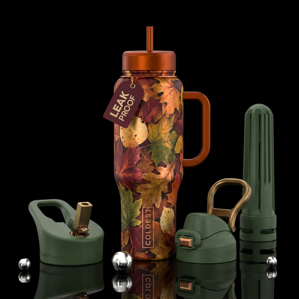 Here comes autumn water bottle design