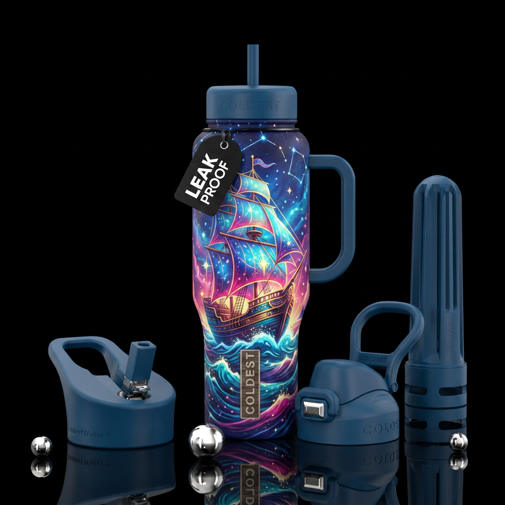 Enchanted Ship at Sea water bottle design