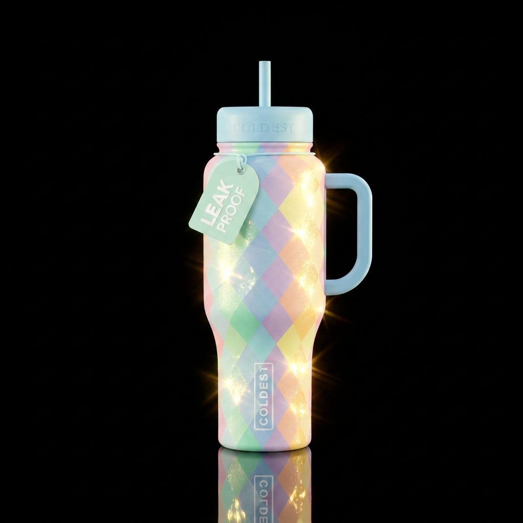 Pastel colored diamonds in sunlight water bottle design
