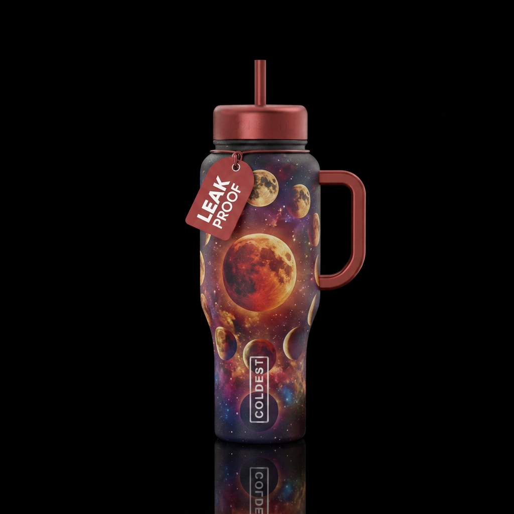 A lunar eclipse water bottle design