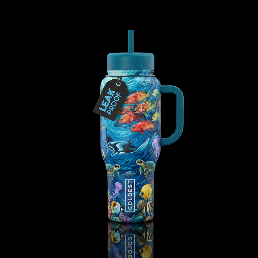 Ocean life is vast water bottle design
