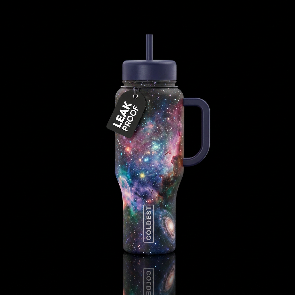 Galaxies galore water bottle design