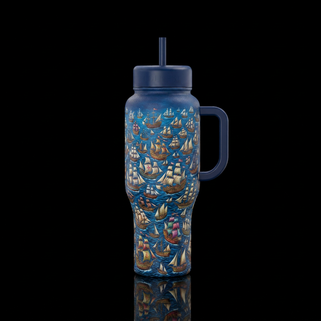 Too many ships at sea water bottle design