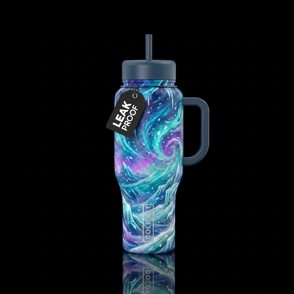 A winter storm water bottle design