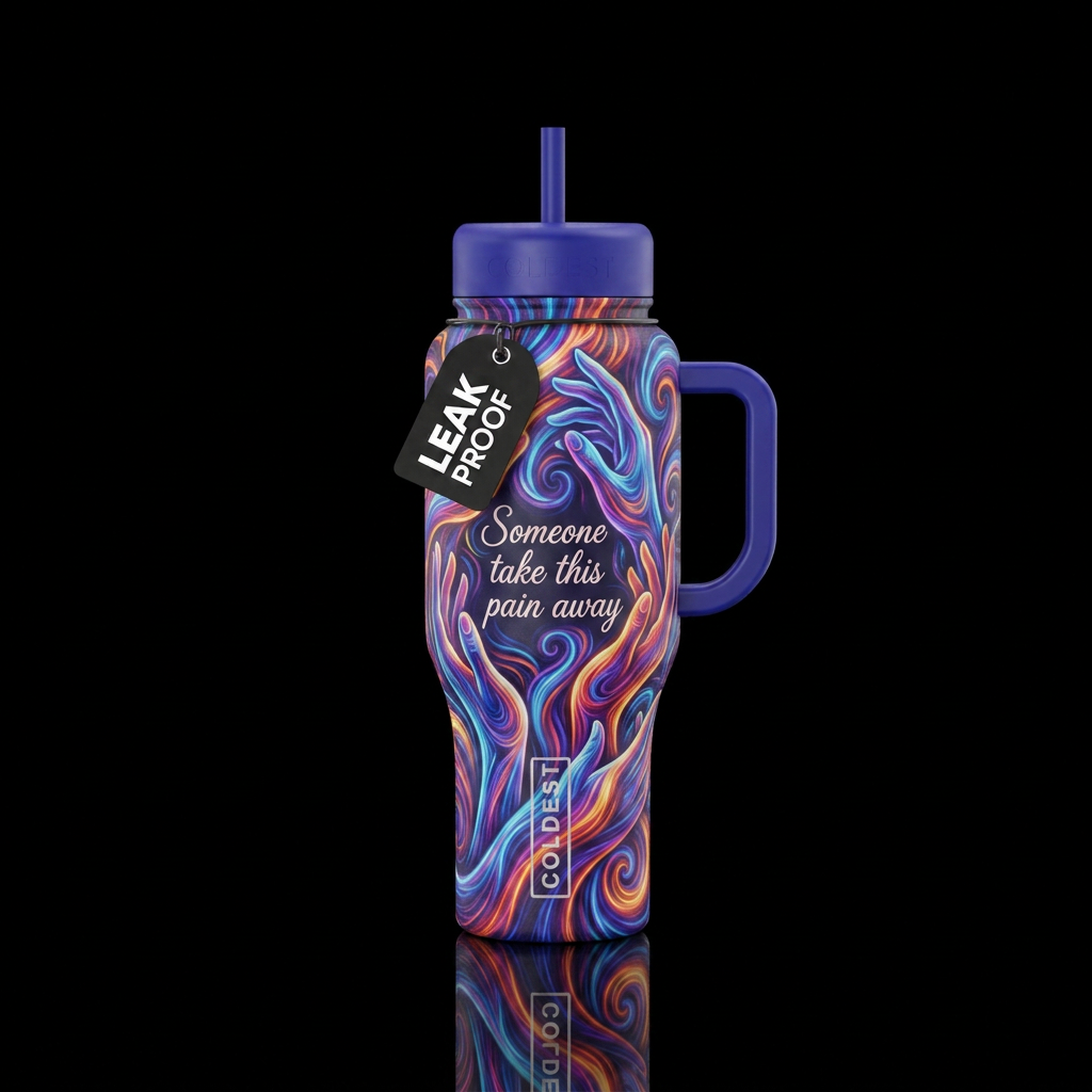 Someone take this pain away water bottle design