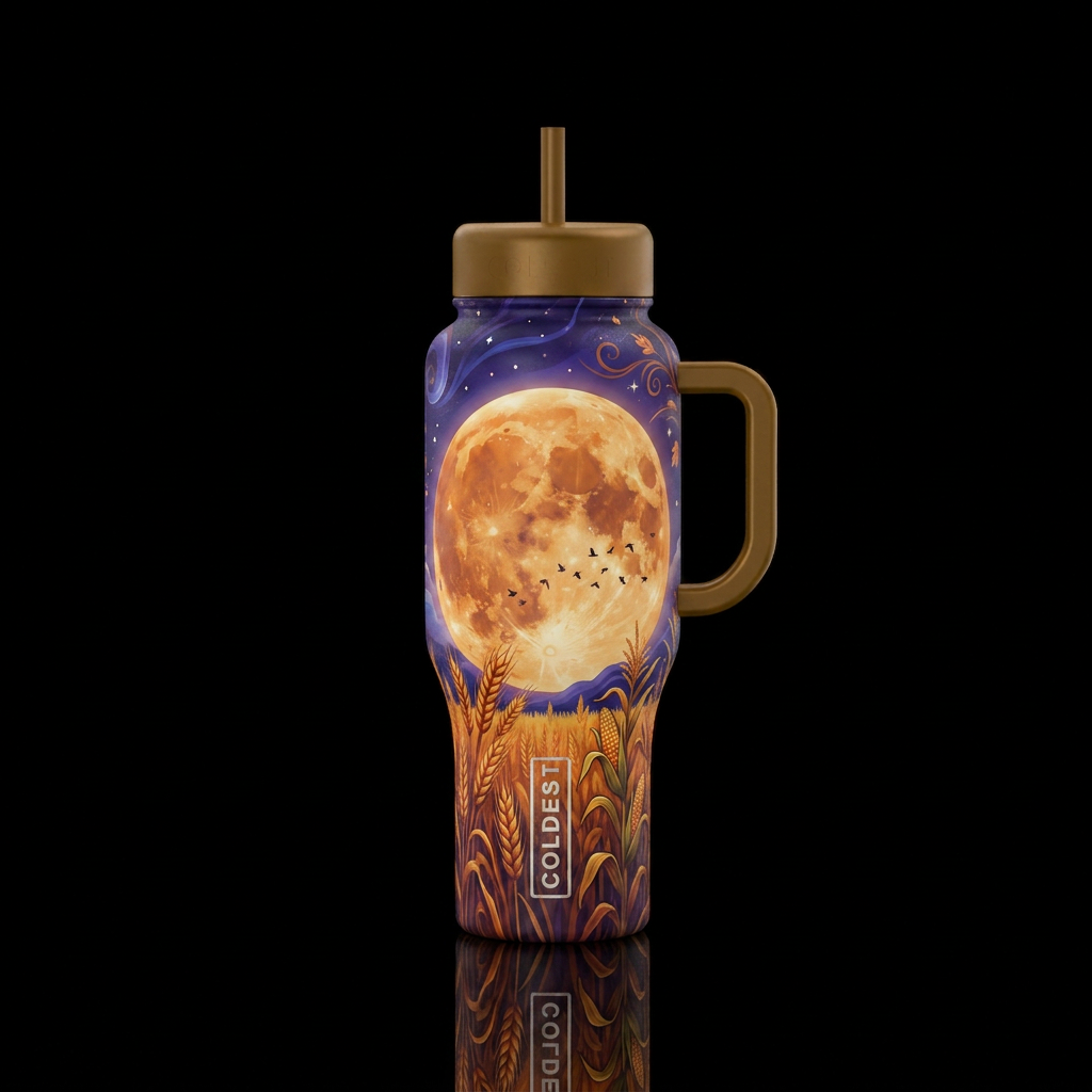 Night of the harvest moon water bottle design