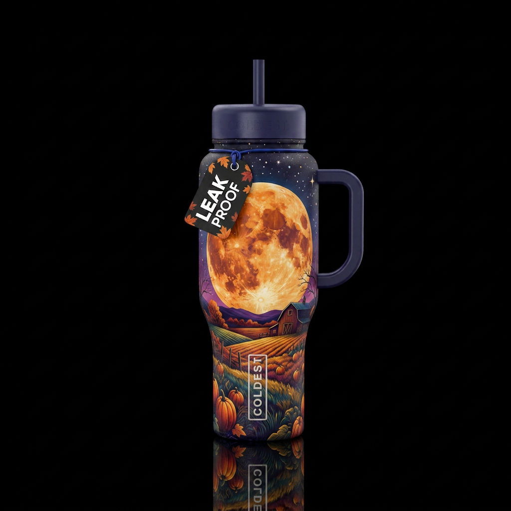 Night of the harvest moon water bottle design