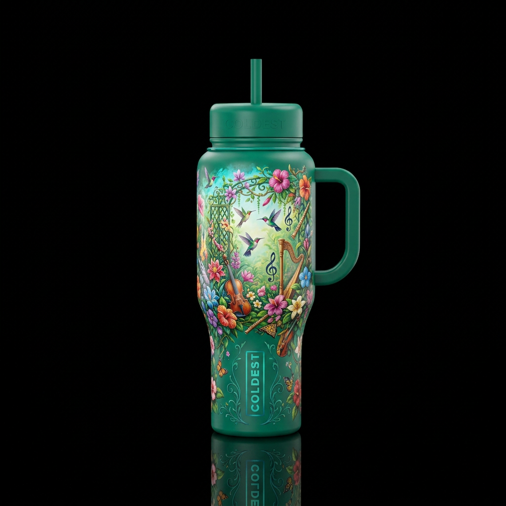 Music in the garden water bottle design
