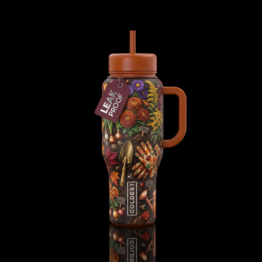 Fall planting season water bottle design