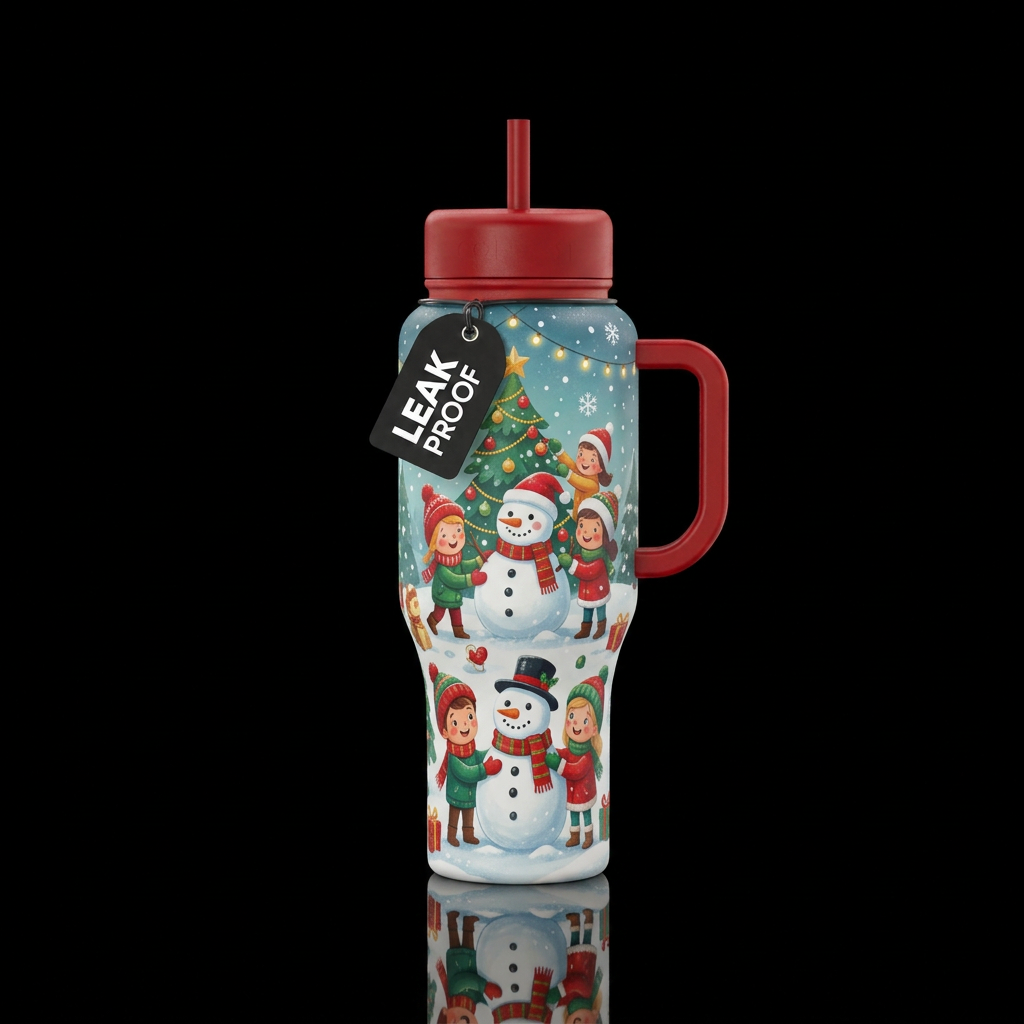 Kids and Christmas water bottle design