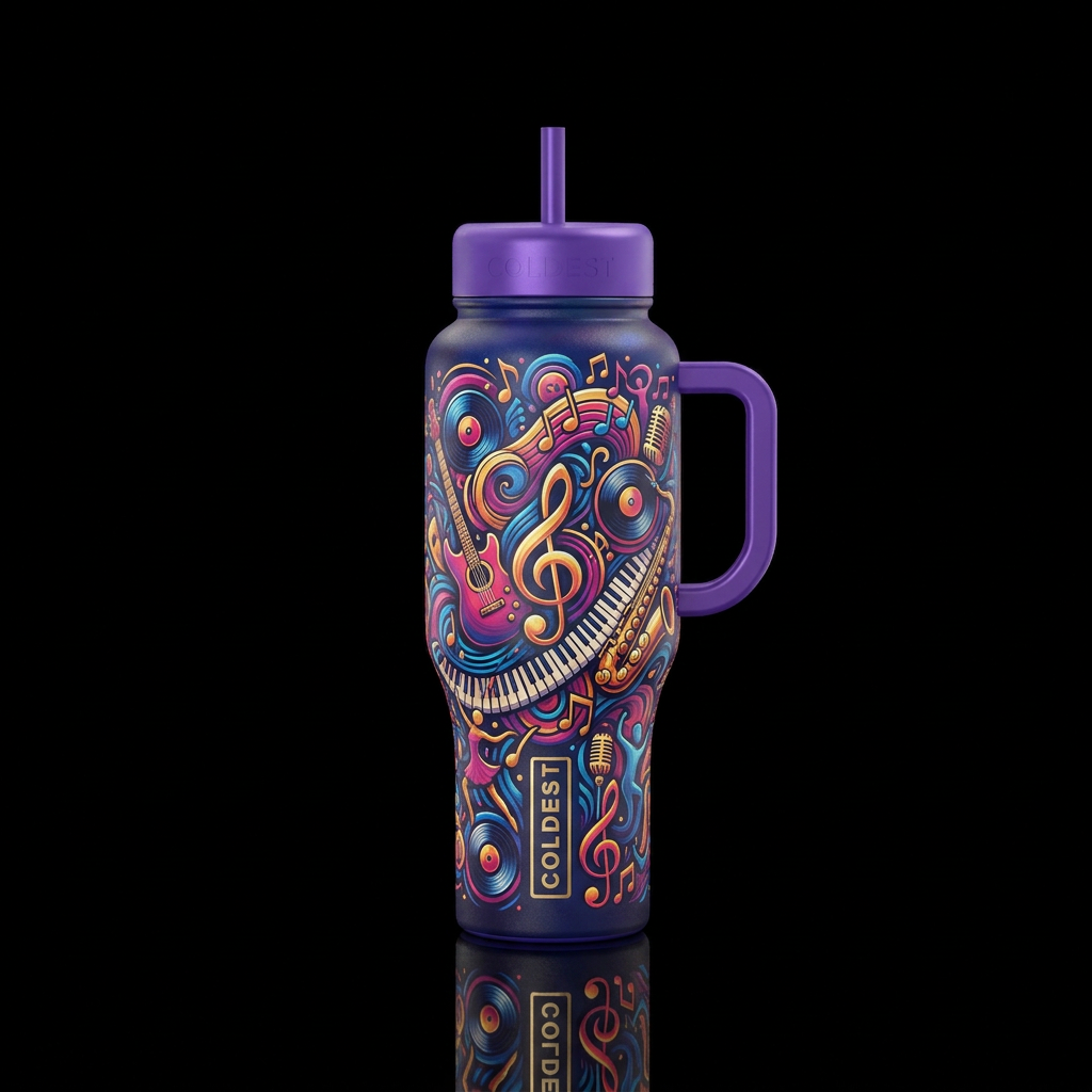 Life revolves around music water bottle design