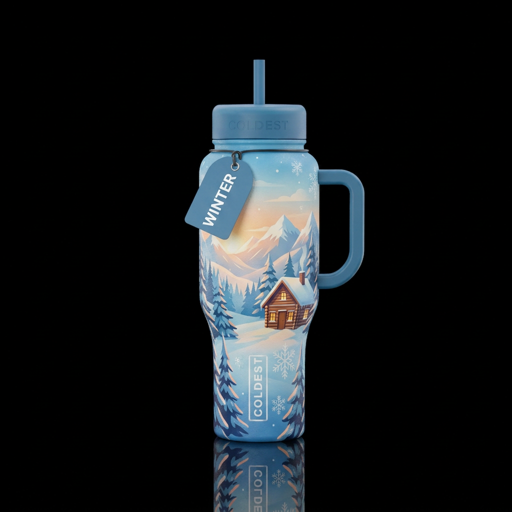 Winter days are here water bottle design