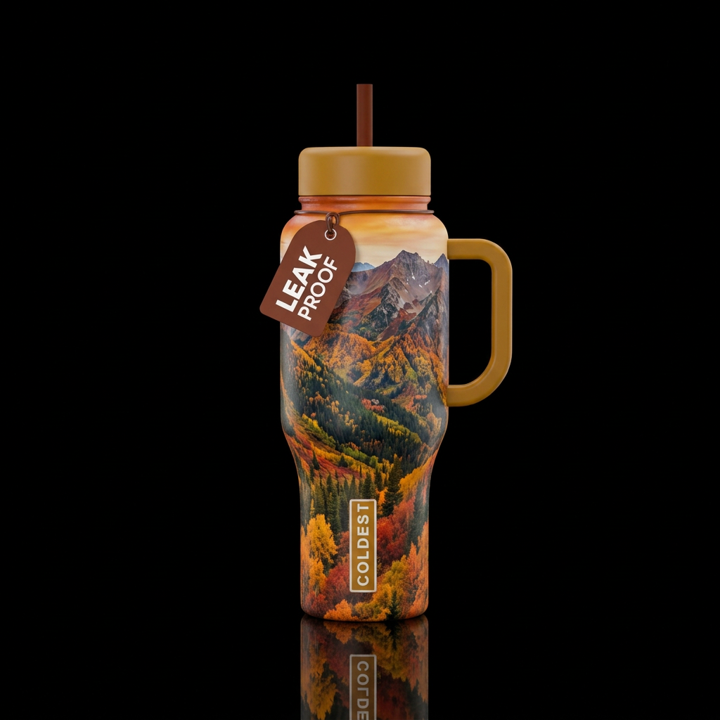 Fall colors in the mountains water bottle design