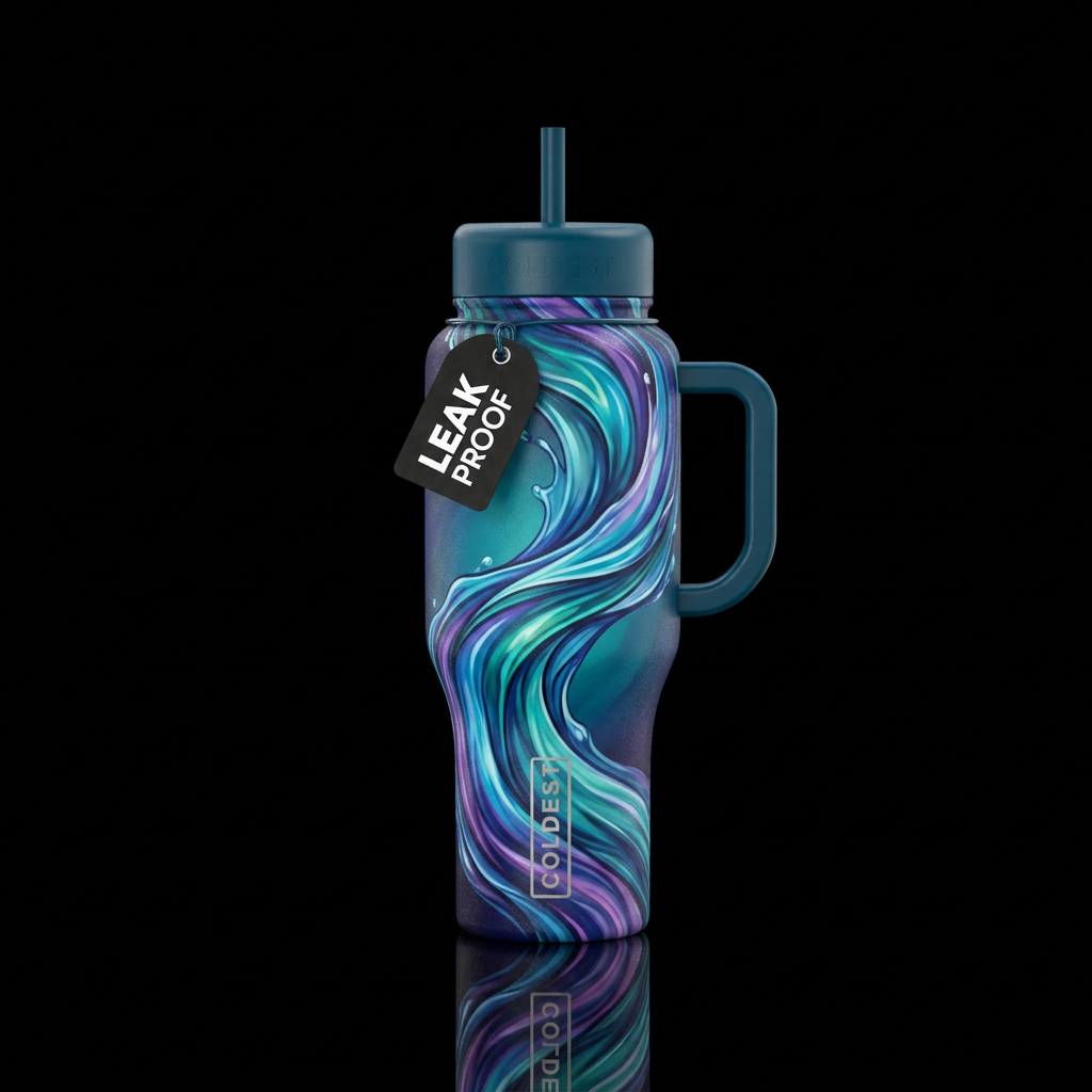 Water flows thru water bottle design