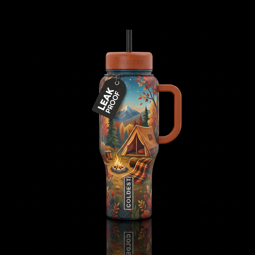 Fall camping weekend water bottle design