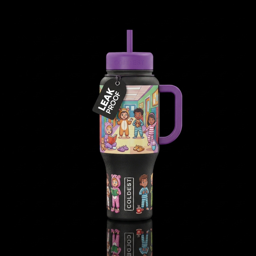Pajama day at school water bottle design