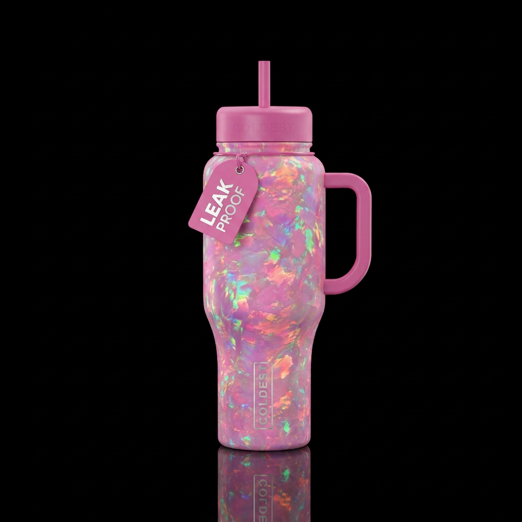 Pink opal water bottle design