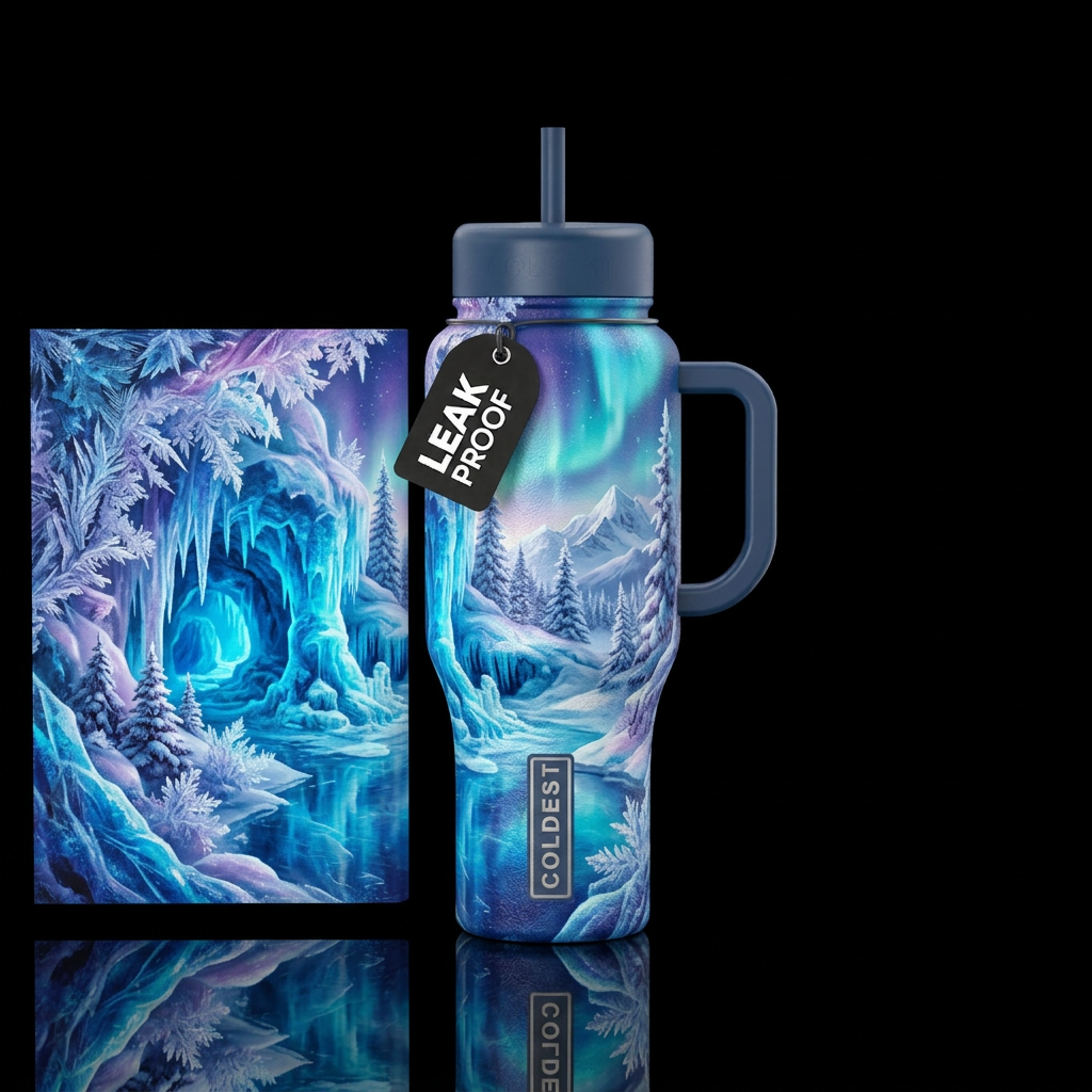 Frozen wonderland water bottle design