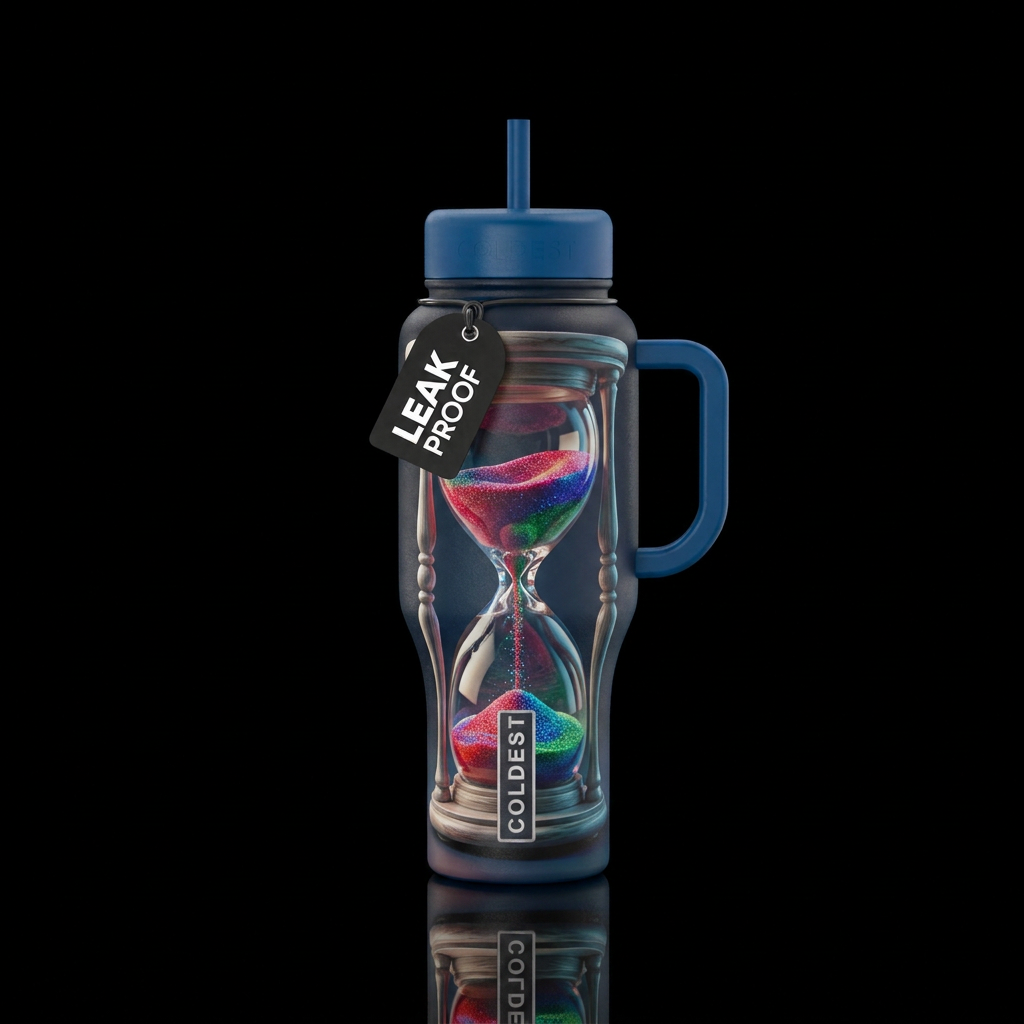 A 3-D looking hourglass water bottle design