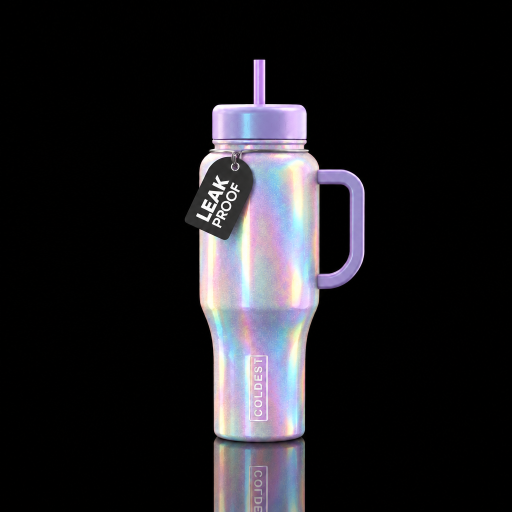 Iridescent opal water bottle design