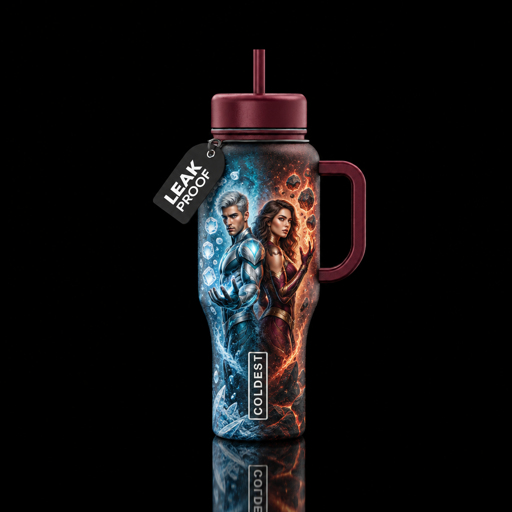 Twins of fire and ice water bottle design