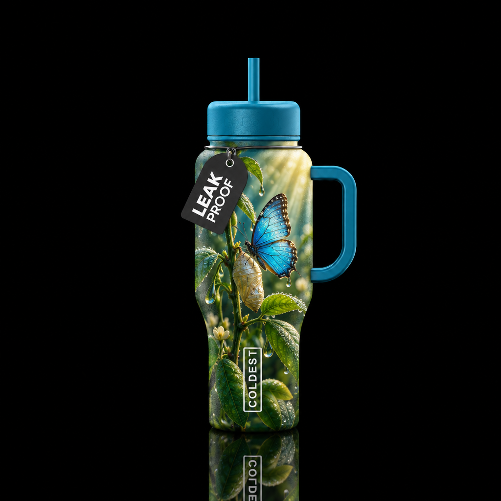 Morning blue water bottle design