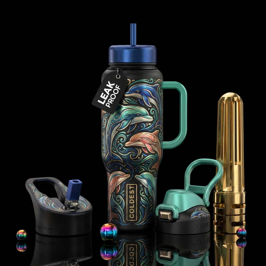 Dolphins, elegant, sophisticated, luxury feel, hig... water bottle design