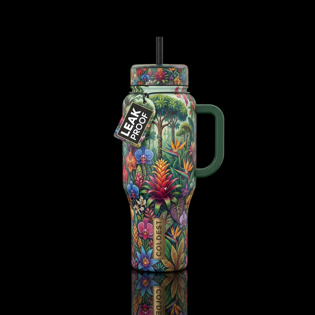 artistic, seamless, realism, vibrant, captivating,... water bottle design