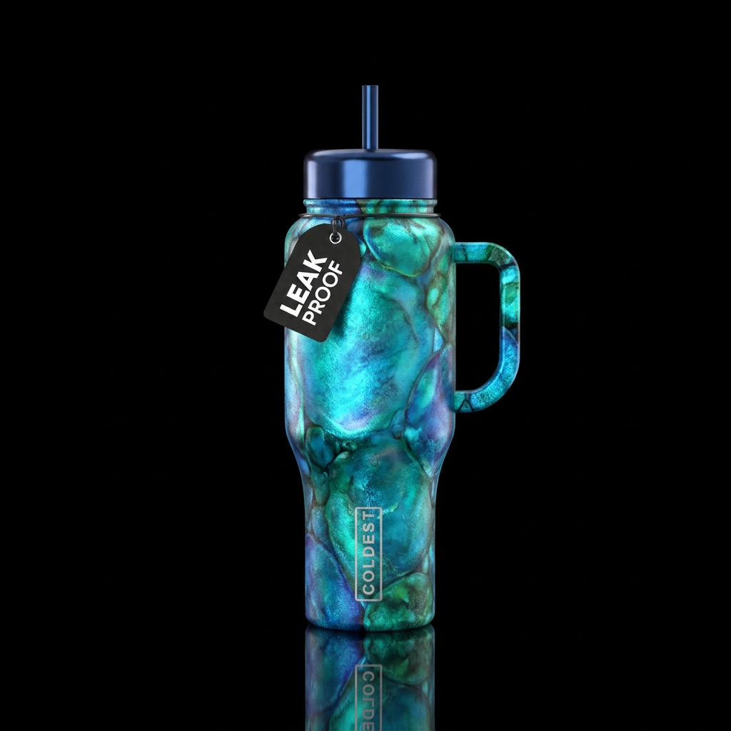 realism, artistic, seamless, vibrant, alluring wit... water bottle design