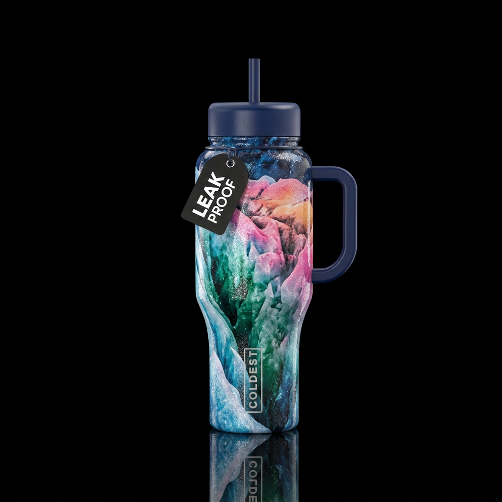 arctic, glacier, beautiul, sparkly, shiny, realism... water bottle design