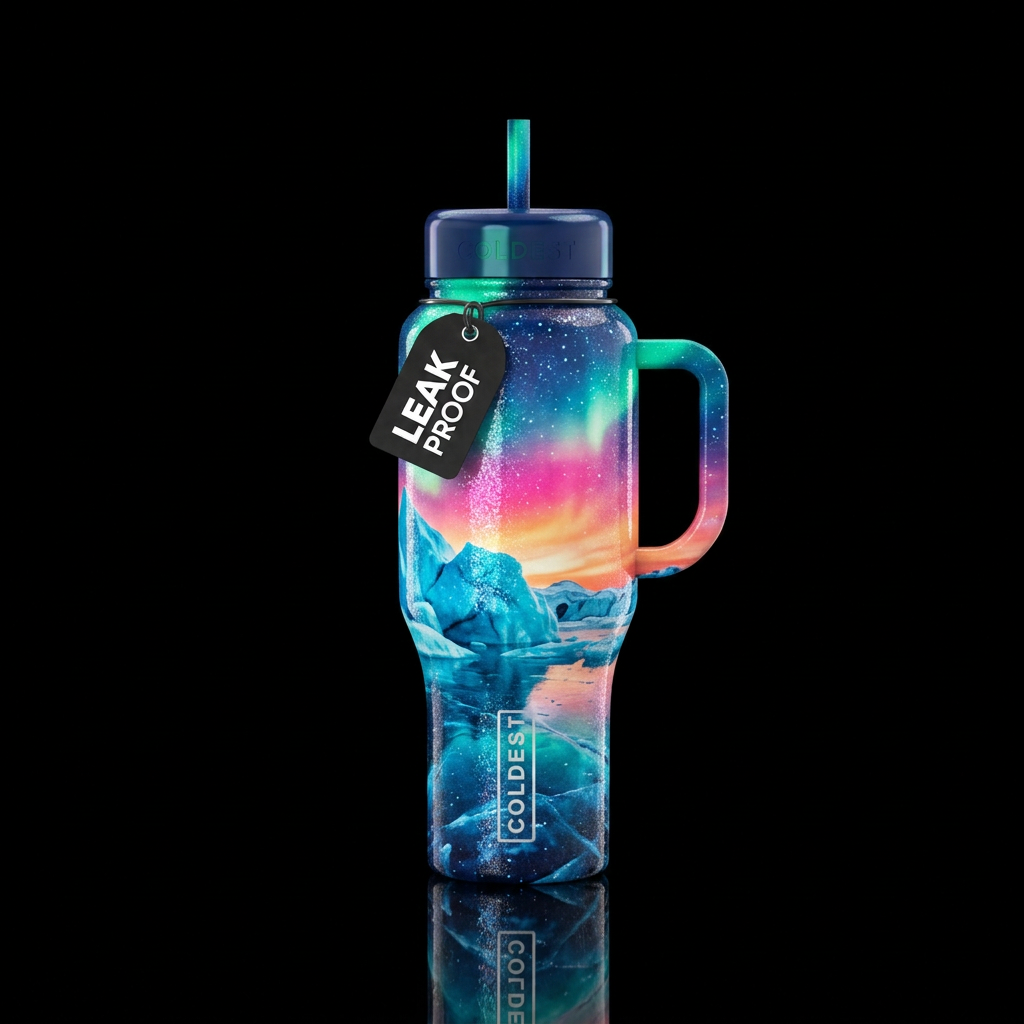 arctic, glacier, beautiul, sparkly, shiny, realism... water bottle design