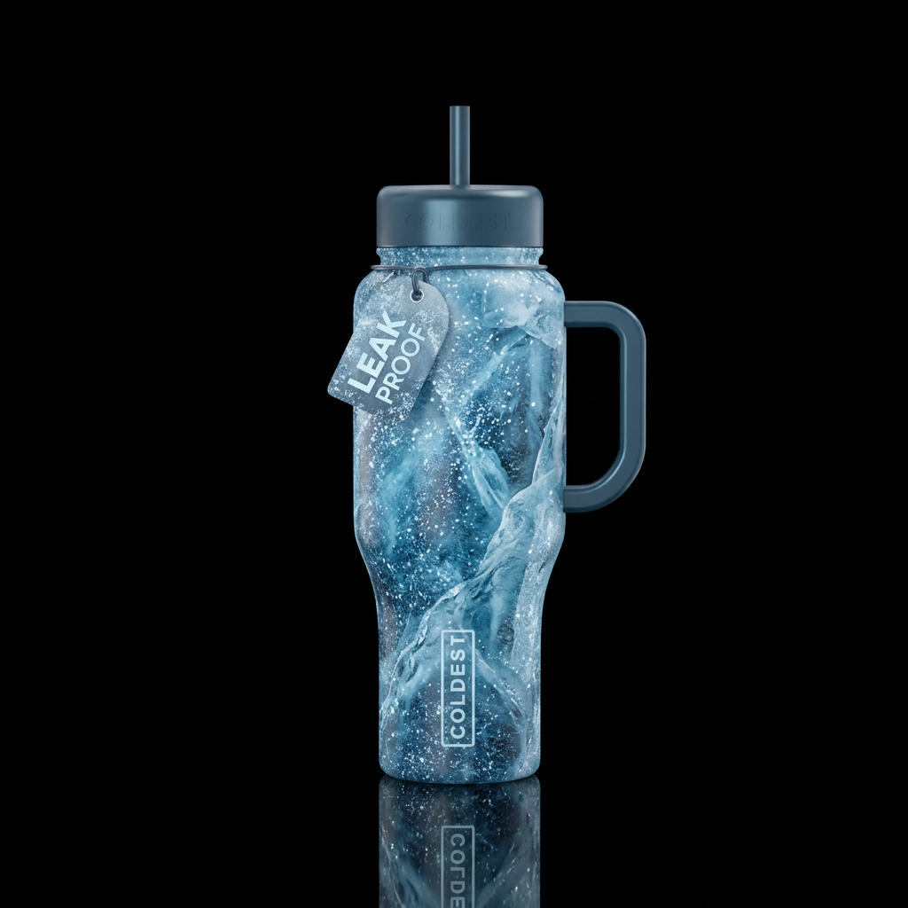 arctic, glacier, beautiul, sparkly, shiny, realism... water bottle design