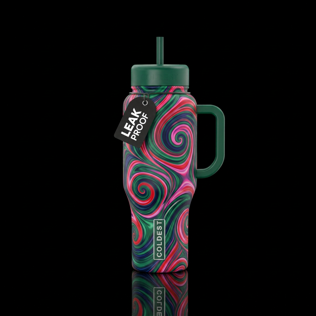 mesmerizing, ribbons,, spirals, swirls, seamless w... water bottle design