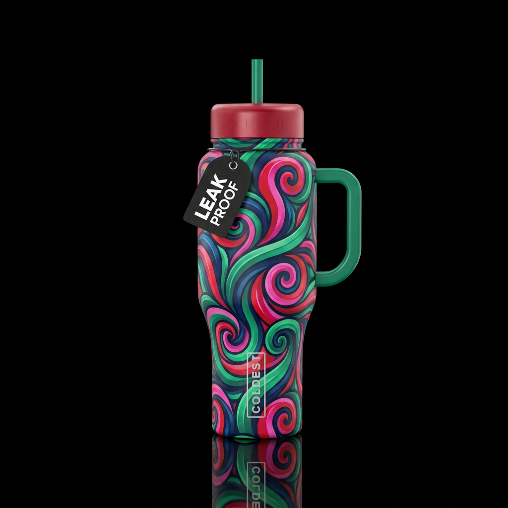 mesmerizing, ribbons,, spirals, swirls, seamless w... water bottle design