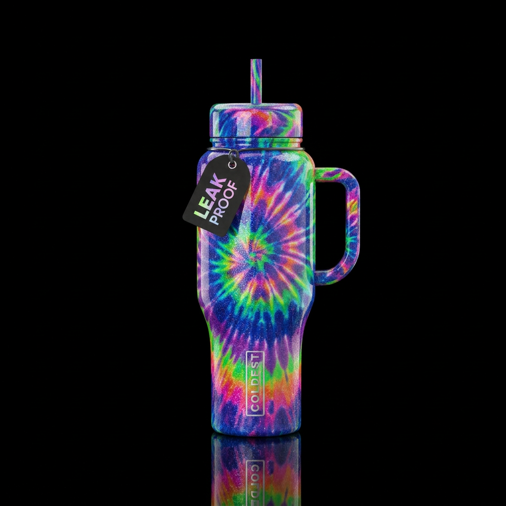 acid wash, beautiul, vibrant, shiny, sparkly, swir... water bottle design