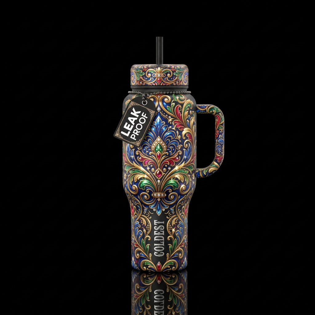 victorian, beautiul, shiny, sparkly, realism, seam... water bottle design