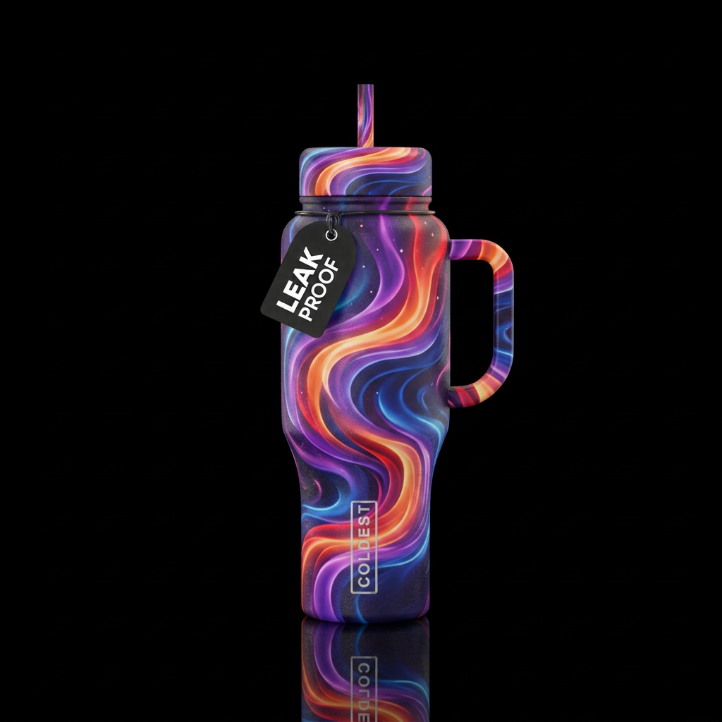 Aurora with vibrant amethyst shiny saffire glowie ... water bottle design