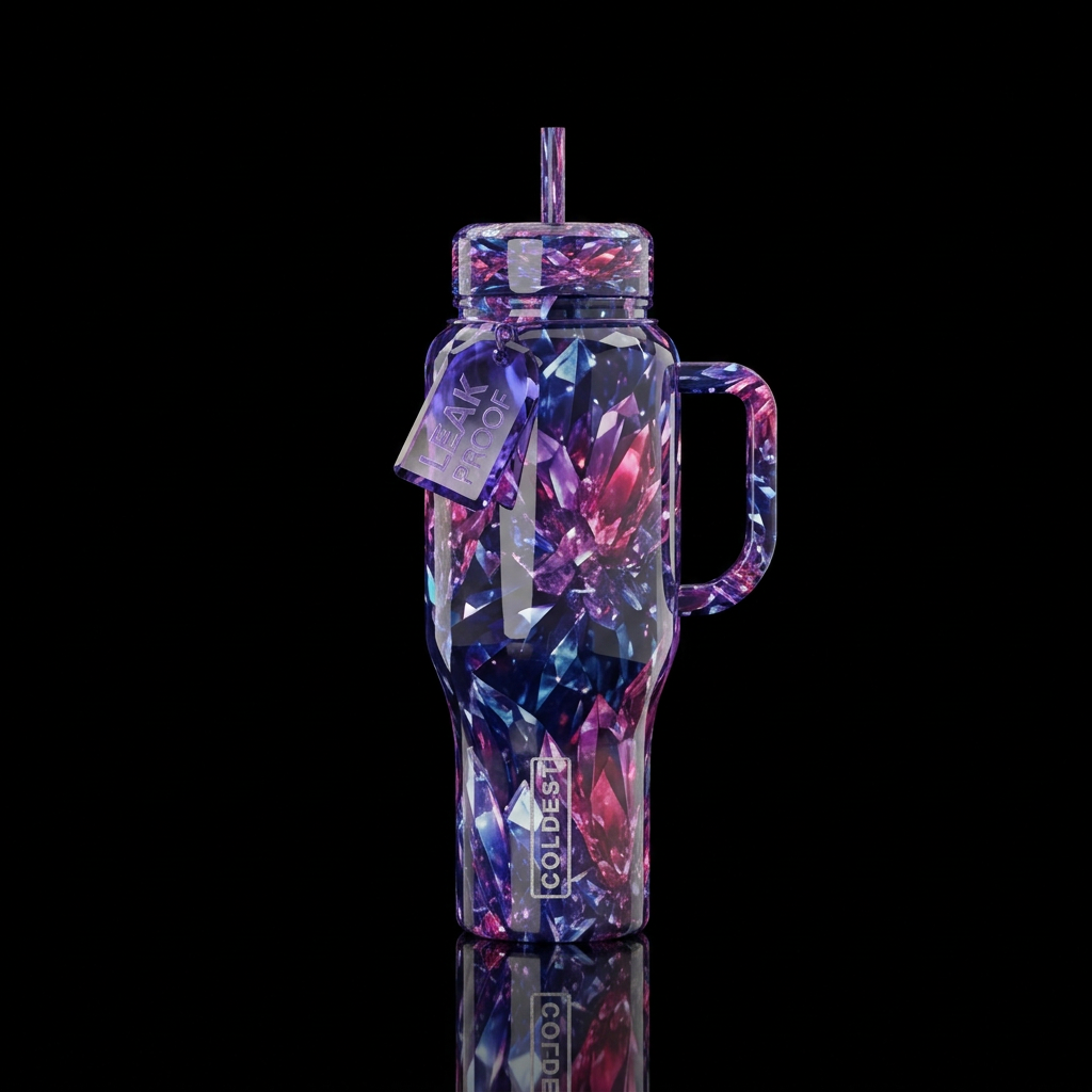 Crystalized, prismatic, sparkly, shiny, vibrant, m... water bottle design