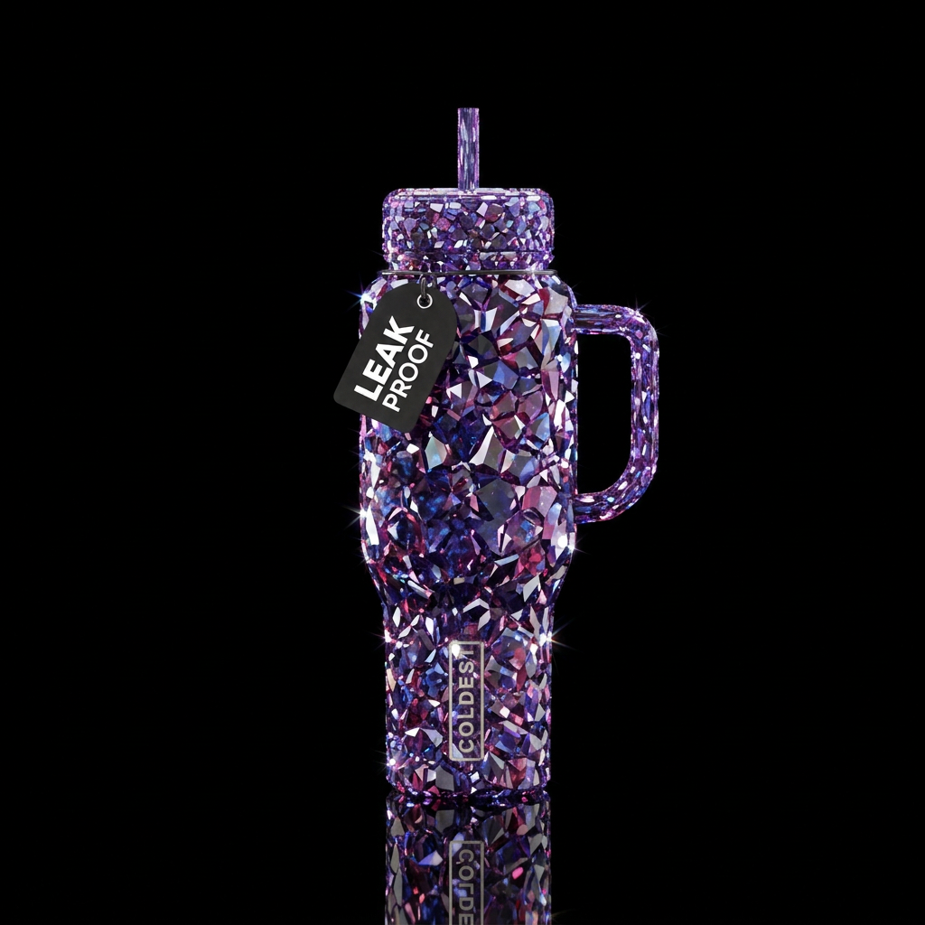 Crystalized, prismatic, sparkly, shiny, vibrant, m... water bottle design