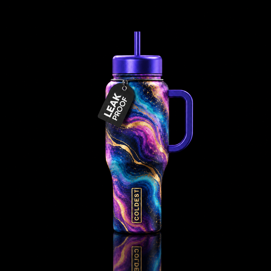 intense, magical, luxurious, swirls, artistic with... water bottle design