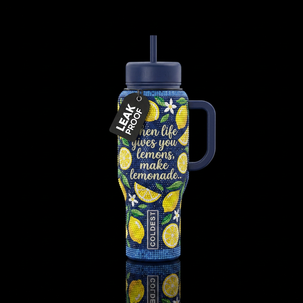 Create a design that looks like Diamond Art.  Make... water bottle design