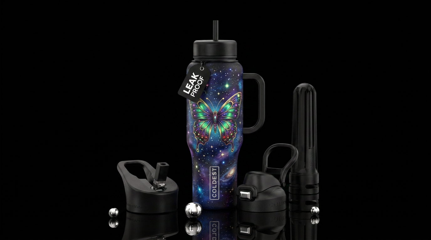 magical, spray painted, butterfly, surrounded by a... water bottle design